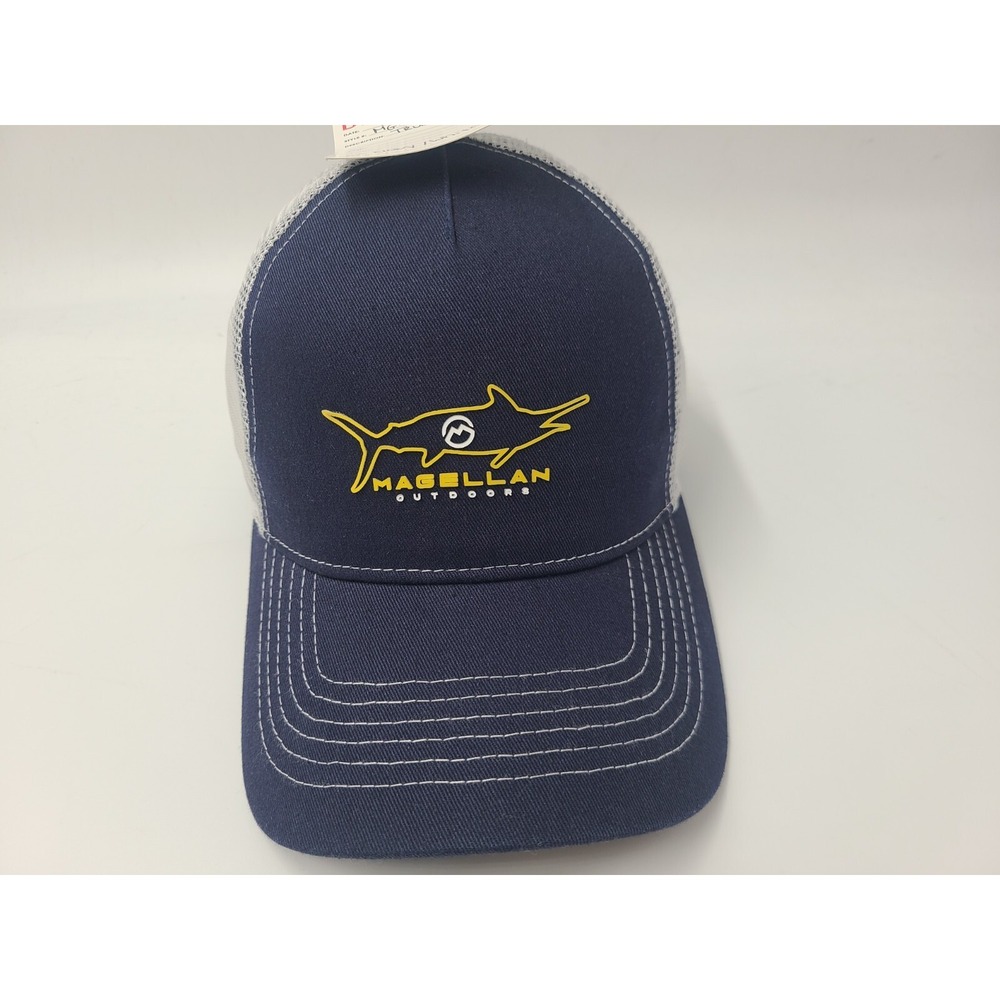 Magellan Outdoors Fishing Marlin Mesh Trucker Snapback Hat‎ Cap Men Blue White